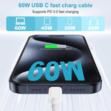 Cabo USB-C para USB-C 2M Nylon Branco 60W Carga Rápida