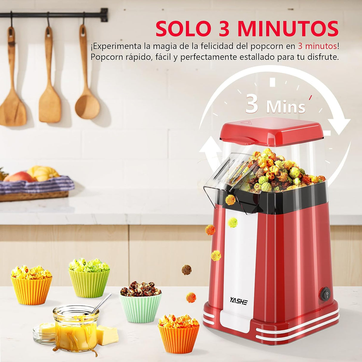 Máquina de pipoca retro, 1200 W - Vermelho