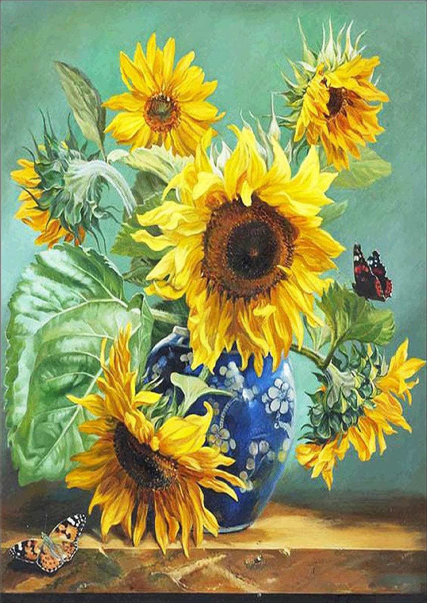 Pintura Diamante 5D Flores DIY 20x20 cm – Quadro com suporte
