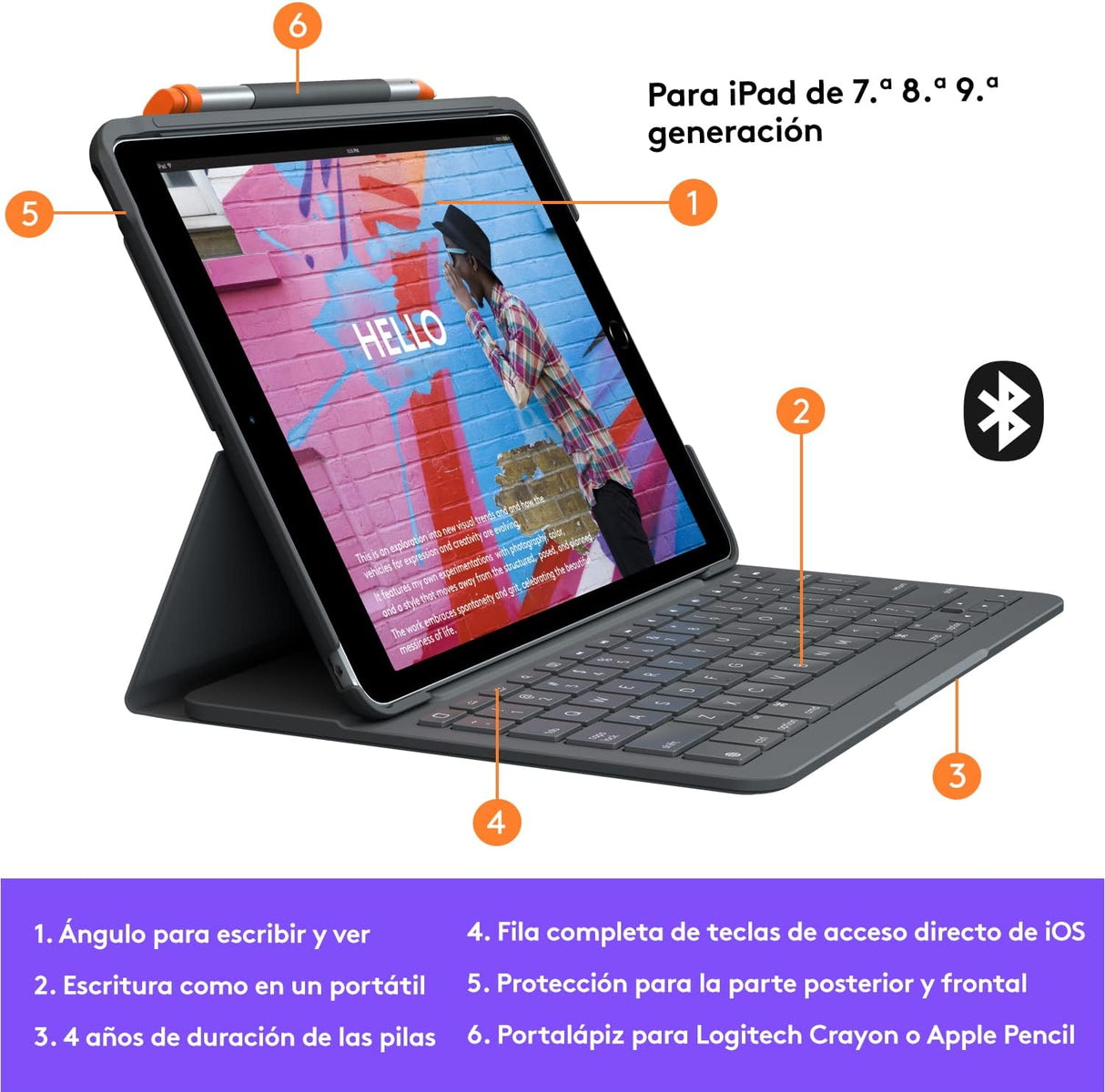 Logitech Slim Folio Teclado Bluetooth para iPad 2019 10.2" (Espanhol)