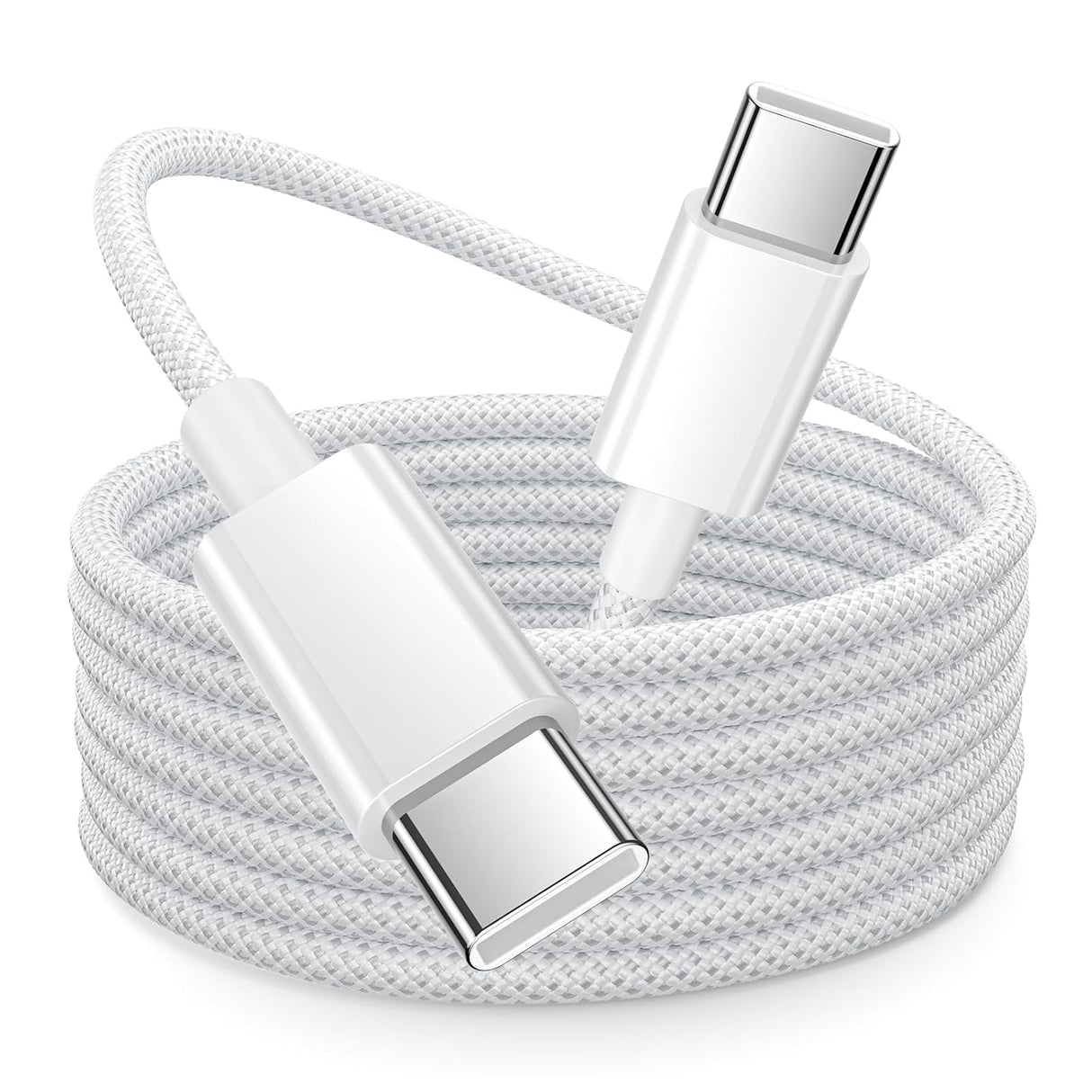 Cabo USB-C para USB-C 2M Nylon Branco 60W Carga Rápida