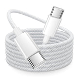 Cabo USB-C para USB-C 2M Nylon Branco 60W Carga Rápida