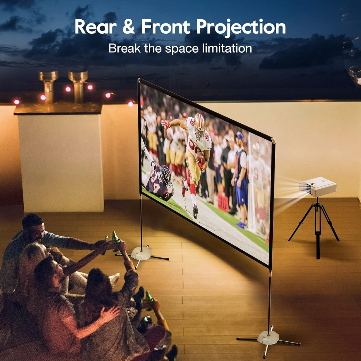 Tela de projetor dobrável com suporte de 120 polegadas 16:9 HD - Multi4you®