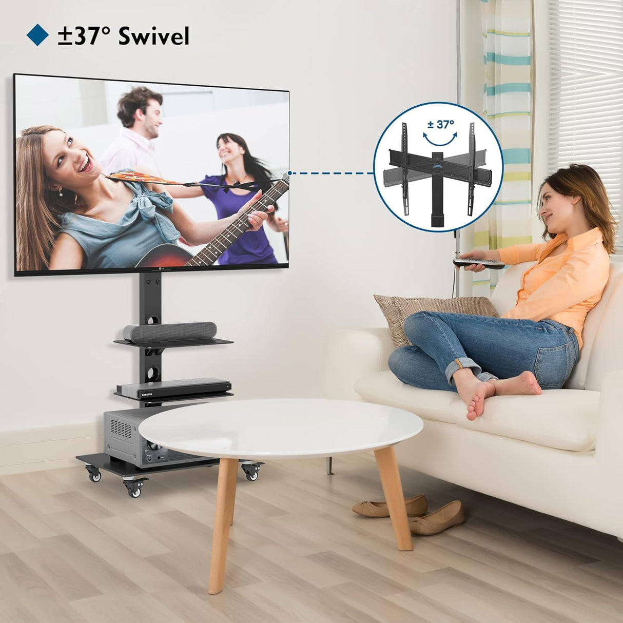 Suporte TV chão Móvel com rodas 32" - 85" - 60kg