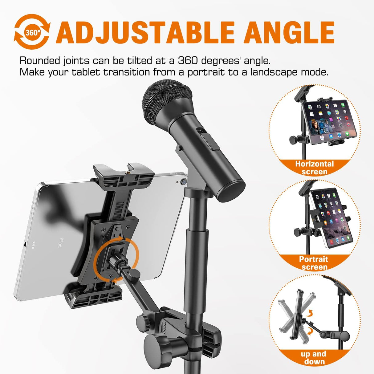 Suporte Universal 360° de Tablet e Telefone para Tripé de Microfone