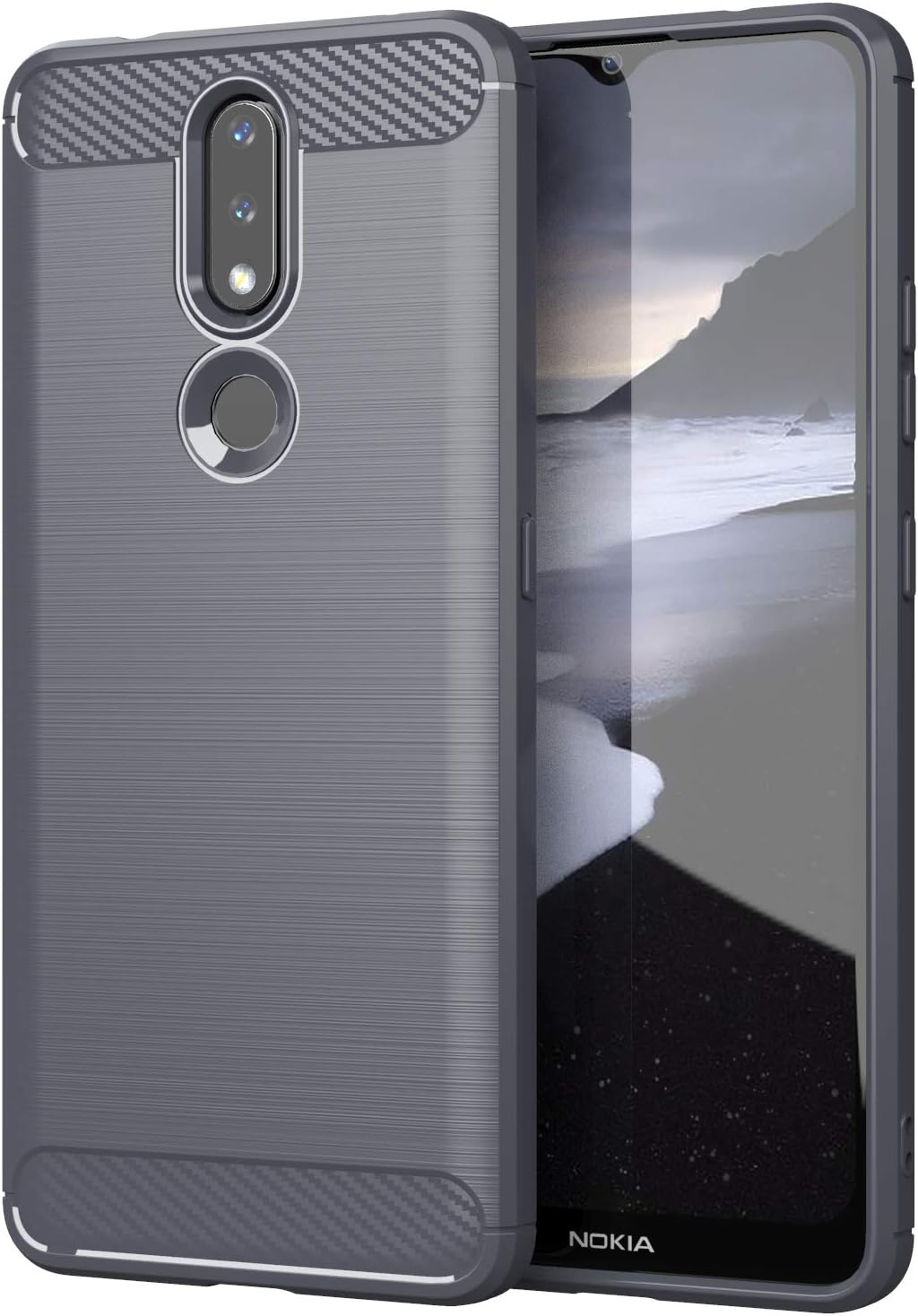 Capa Carbon Gel TPU Carbono Cinza para Nokia 7 Plus - Multi4you®
