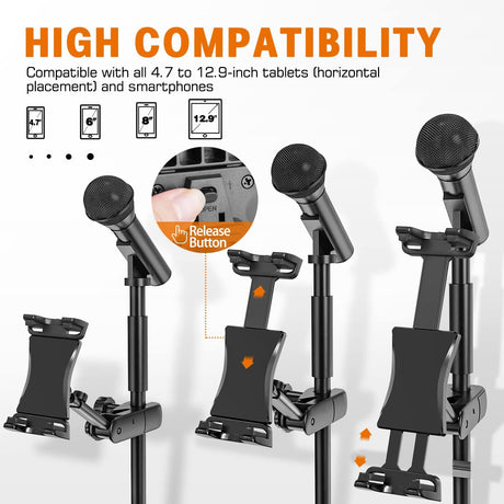 Suporte Universal 360° de Tablet e Telefone para Tripé de Microfone