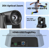 Câmara PTZ  HDMI/USB 1080P 60FPS  Zoom Óptico 20x - Multi4you®