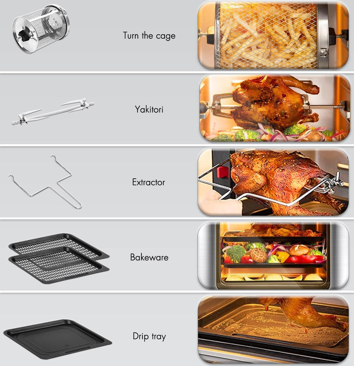 Fritadeira Sem Óleo Forno Air Fryer 10L 1500W com 12 Programas, Ecrã LED e Acessórios