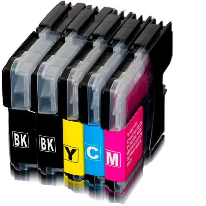 Conjunto 5 Tinteiros Brother LC980 / LC985 / LC1100 Compatíveis