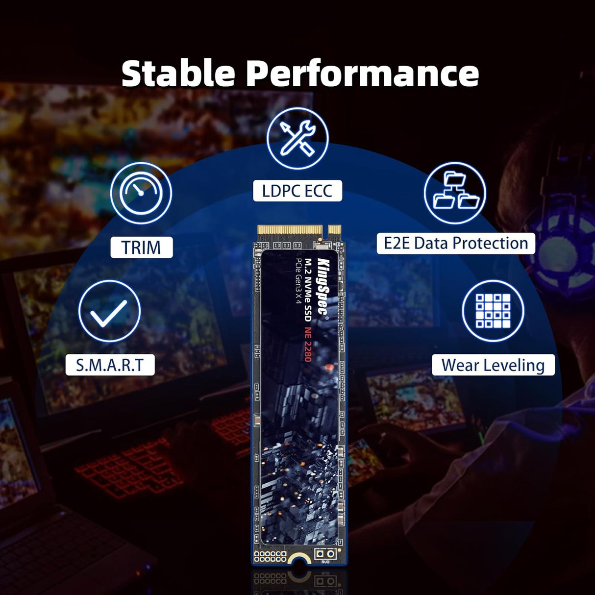 SSD Interno KingSpec 512GB M.2 NVMe Gen3 – 2400MB/s