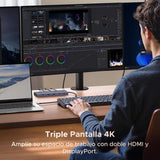 UGREEN Revodok Pro 3121 – Docking Station USB-C 12 em 1 | 2x HDMI 4K@60Hz + DP 4K@120Hz | 10Gbps | PD 100W | Ethernet | SD/TF | Áudio 3,5mm
