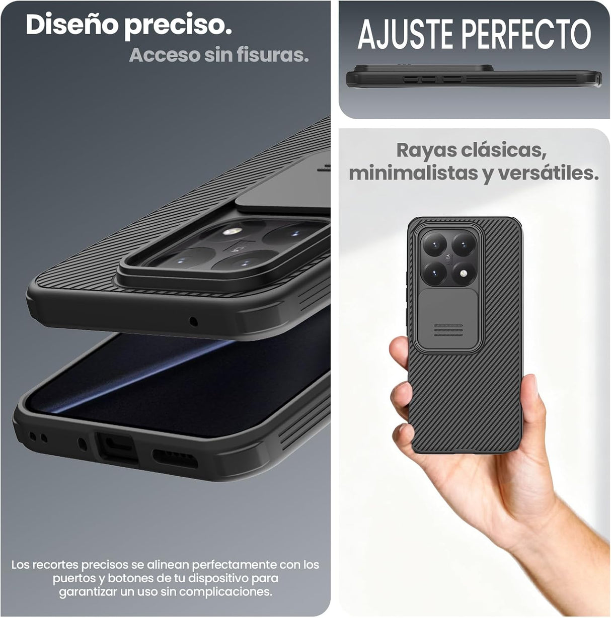 Capa Nillkin Compatível Xiaomi 15T com Tampa Deslizante para Câmara Preto