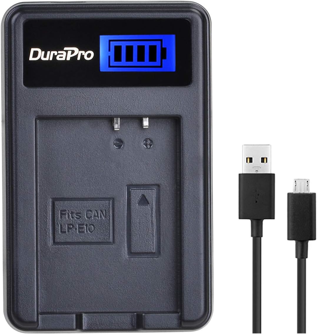 Carregador USB Compatível Canon LC-E10 para Bateria LP-E10 – EOS 1100D / 1200D