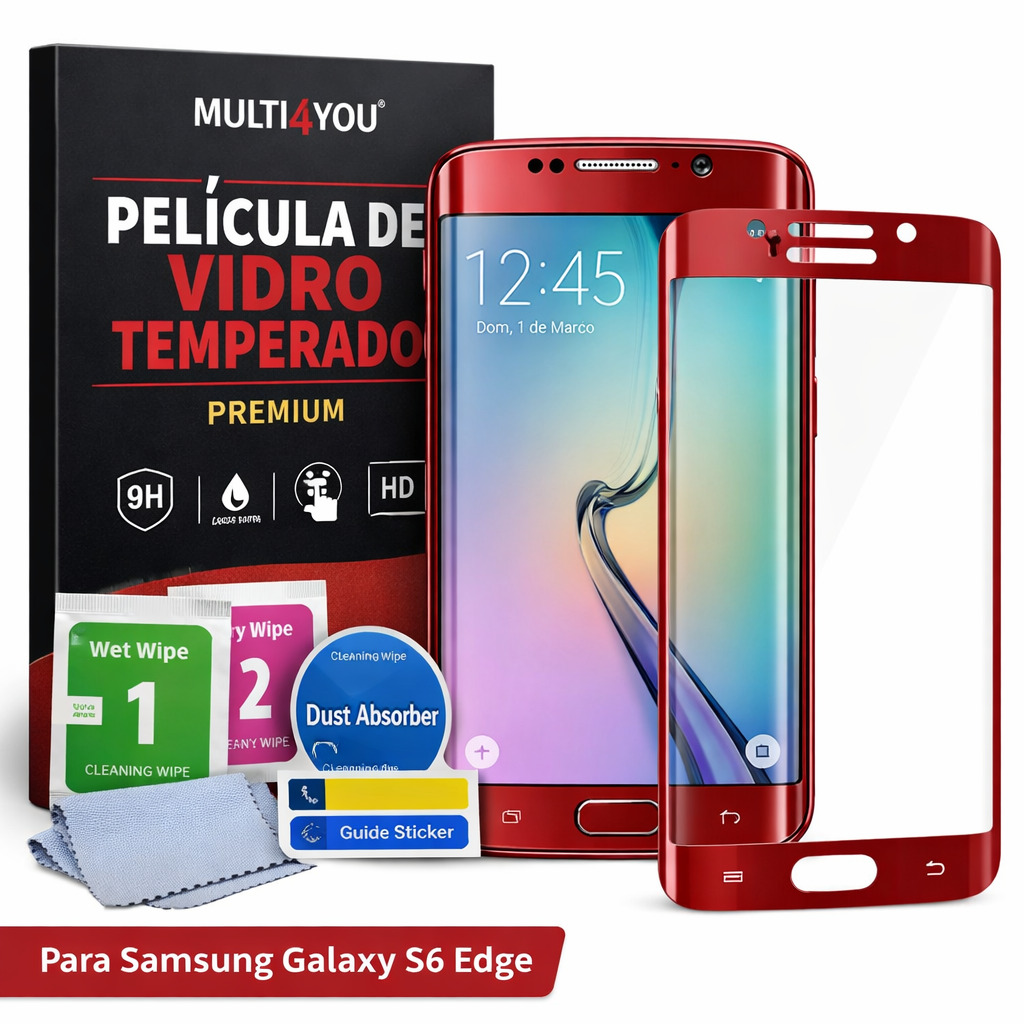 Película de Vidro Temperado Samsung Galaxy S6 Edge Vermelho Multi4you®