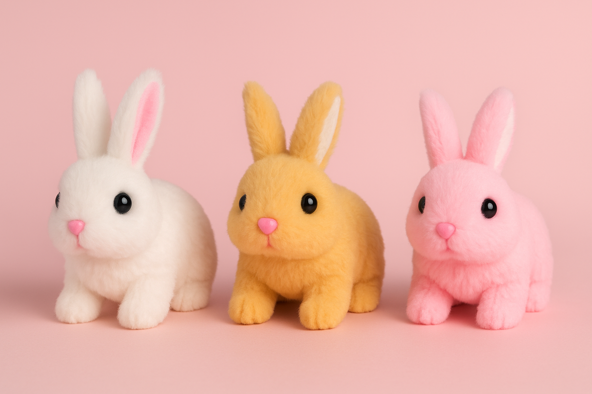 Mini coelho de Pelúcia que Anda e faz som