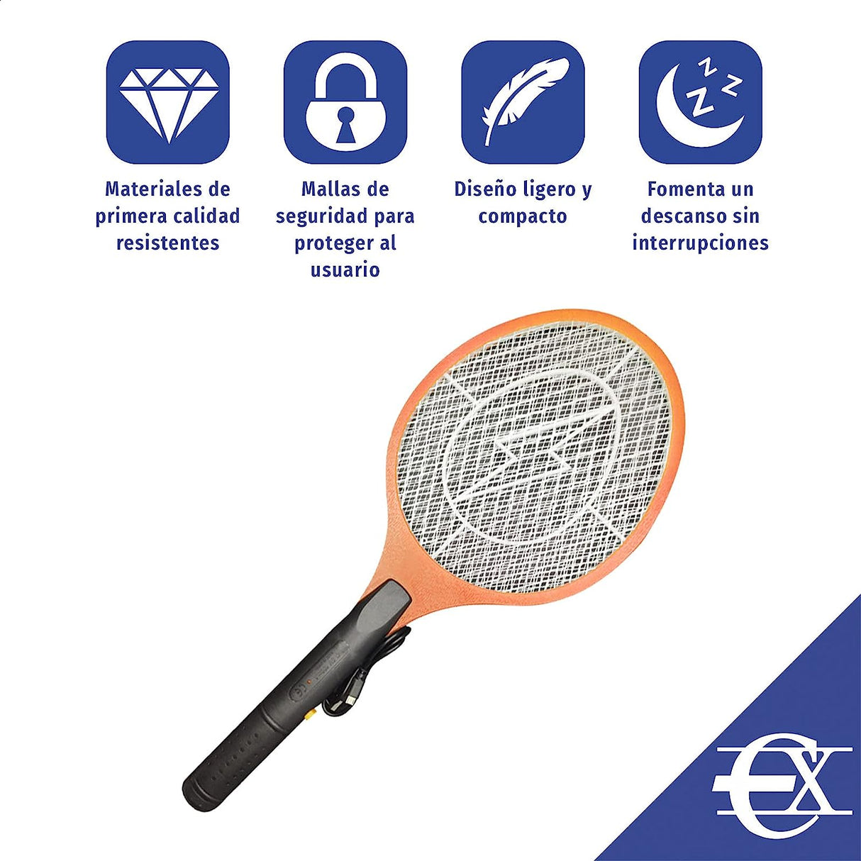 Raquete Mata-Moscas Elétrica USB Recarregável