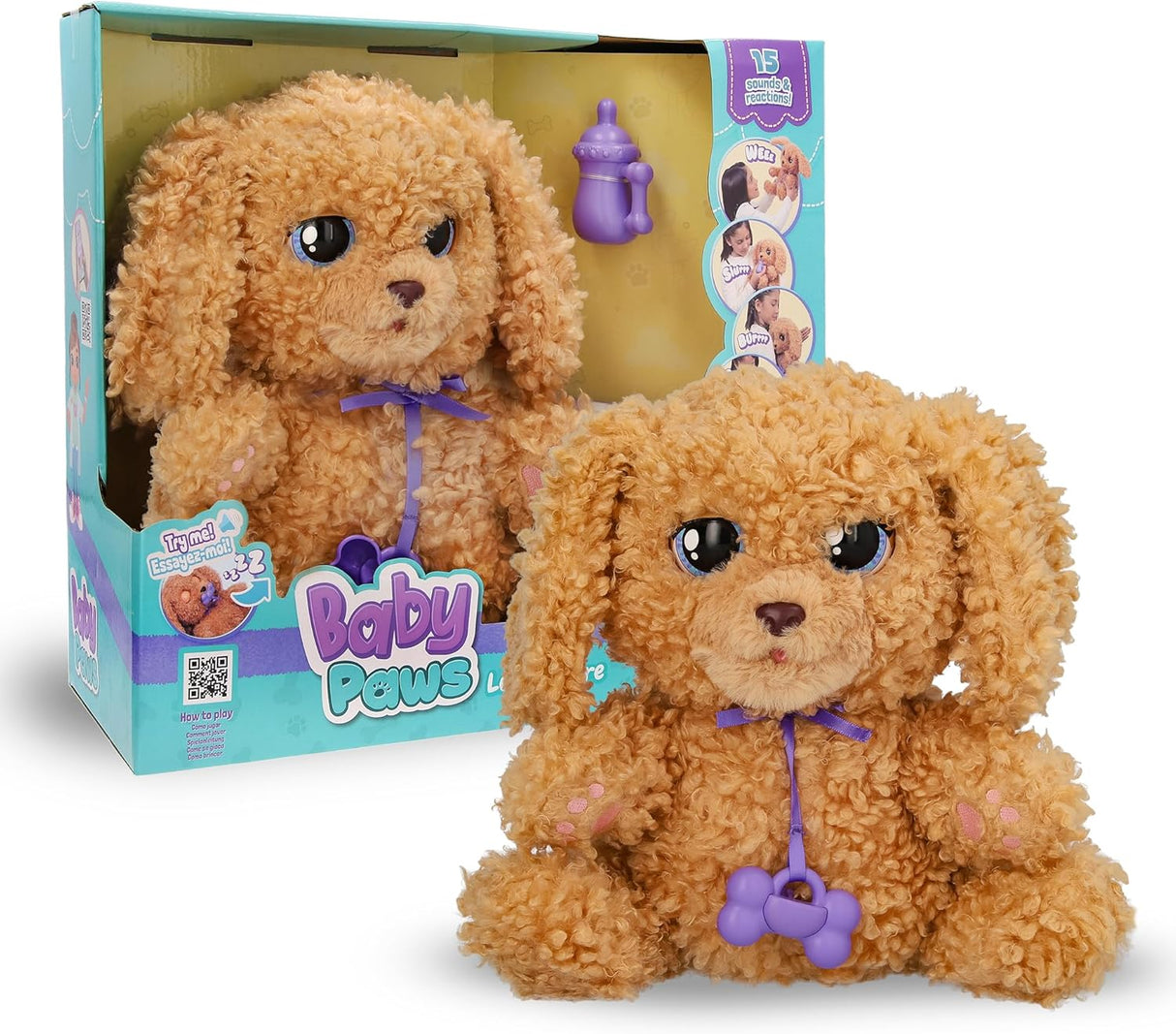Baby Paws Labradoodle – Peluche Interativo com Bolsa de Transporte