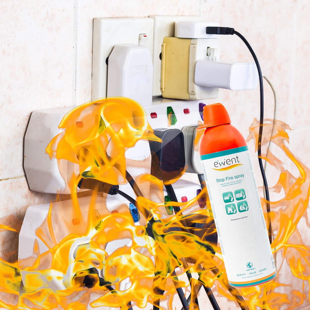 Pack 2x Spray Extintor EWENT EW5621 – 500 g (350 ml) cada