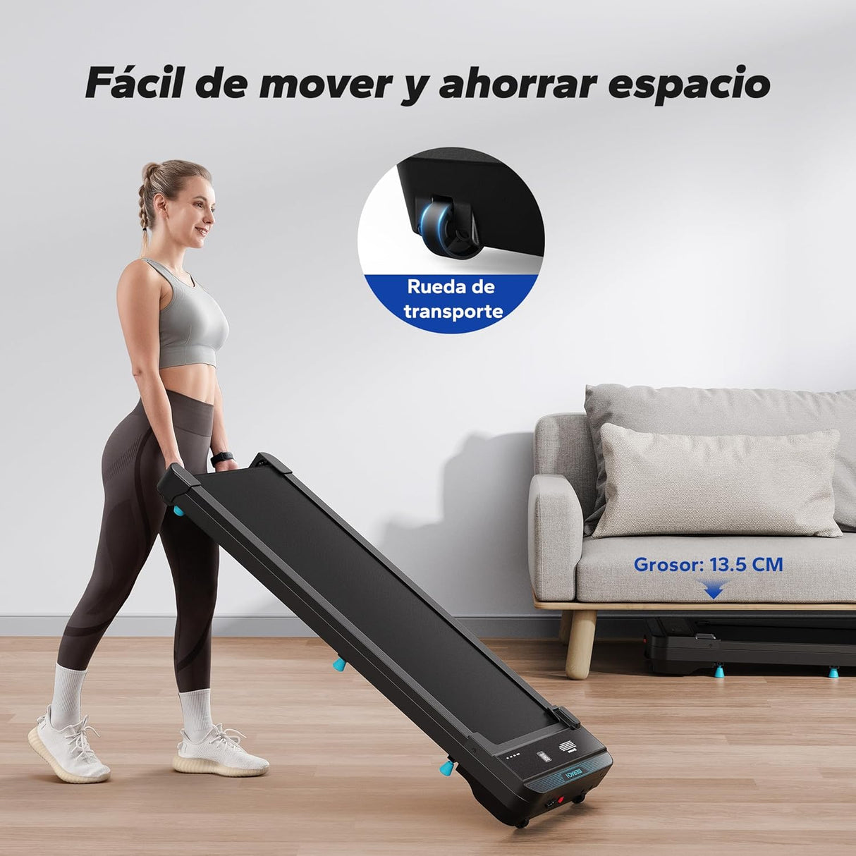 Passadeira de Corrida  6 km/h, aplicativo, ecrã LED para Casa e Escritório