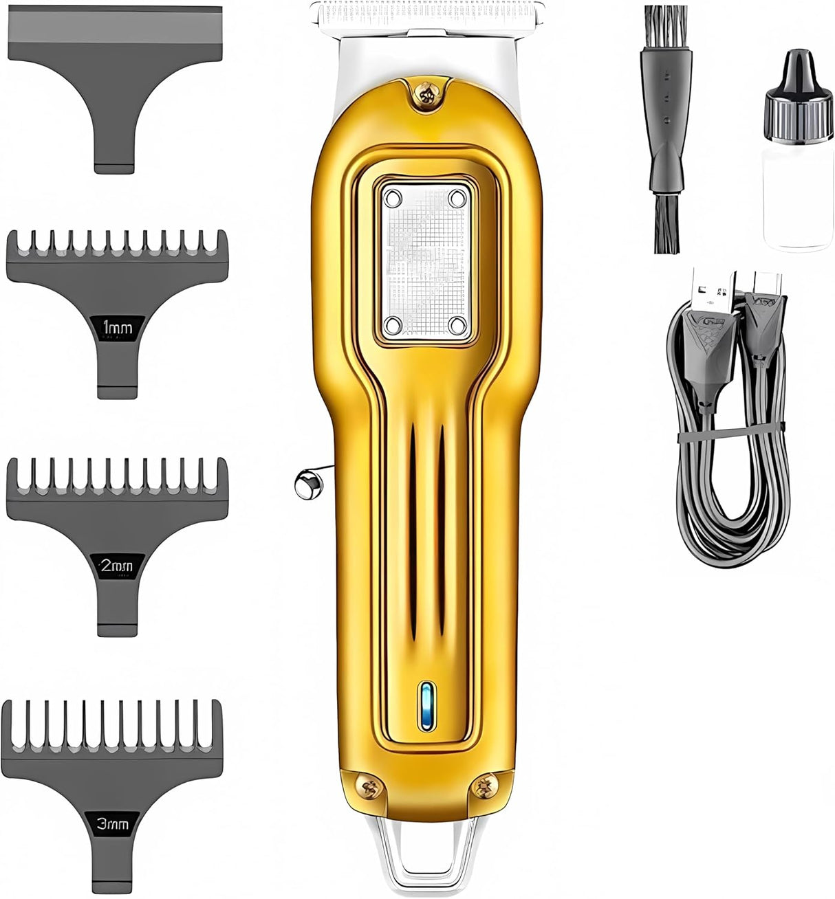 Máquina de Cortar Cabelo e Barbear Profissional Sem Fio Recarregável Ajustável 5W