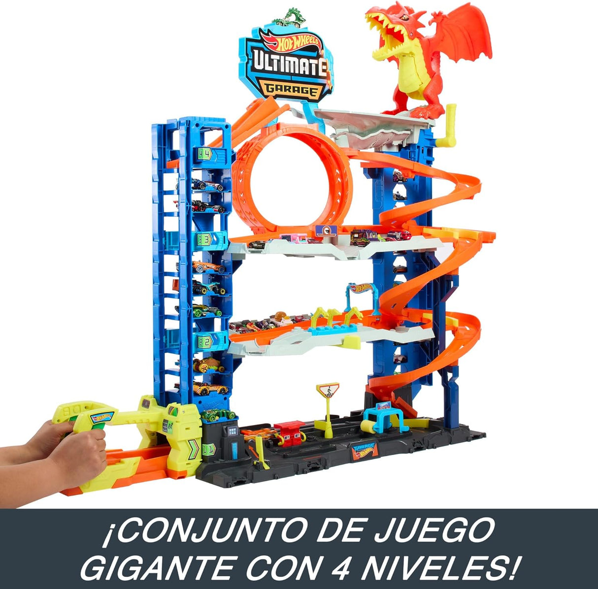 Hot Wheels City Let's Race Garagem Definitiva com Dragão e 4 Níveis + 2 Veículos - Mattel HKX48