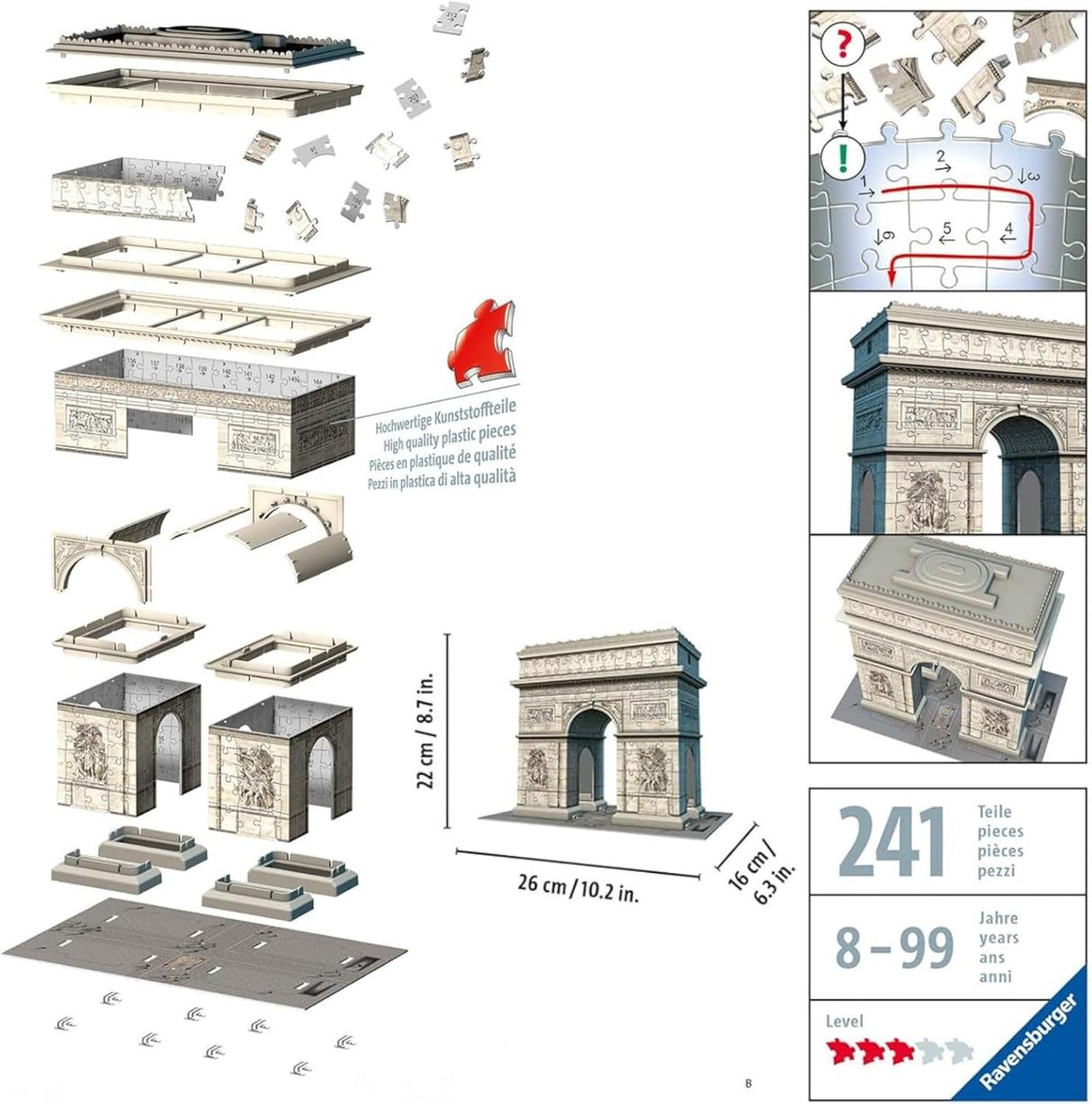 Ravensburger Puzzle 3D Arco do Triunfo – 226 Peças