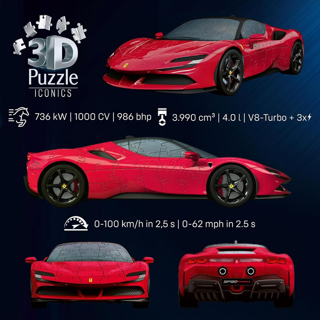 Ravensburger – Puzzle 3D Ferrari SF90 Stradale (108 Peças)