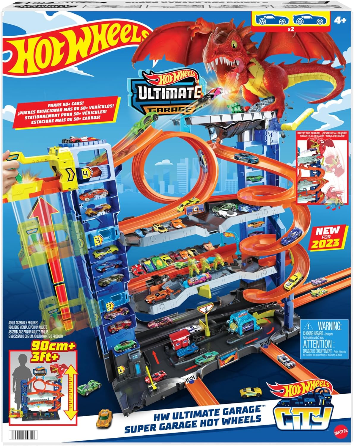 Hot Wheels City Let's Race Garagem Definitiva com Dragão e 4 Níveis + 2 Veículos - Mattel HKX48