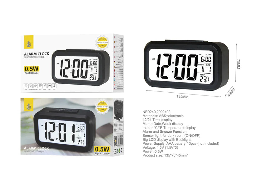Relógio Digital com Termómetro e Calendário