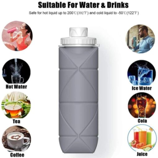 Garrafa Dobrável de Silicone | 600 ml | Reutilizável