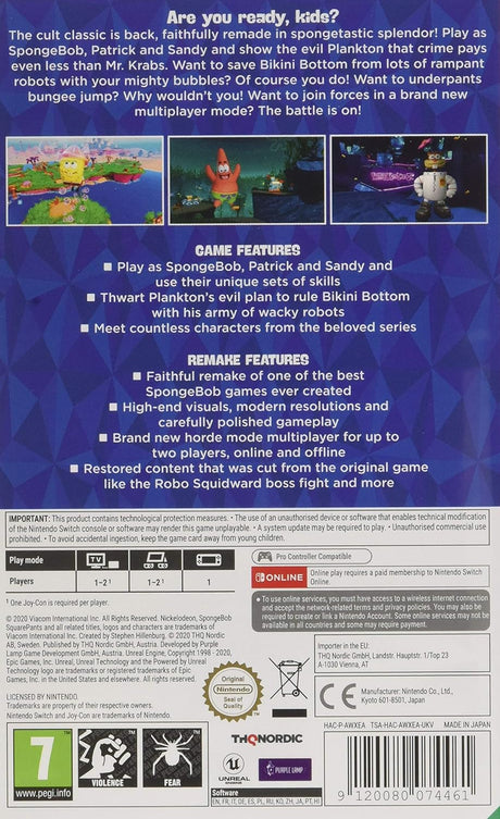 Jogo Nintendo Switch SpongeBob Squarepants - BBB Rehydrated  (GRADE A)