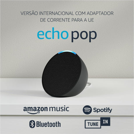Amazon Echo Pop compacta e inteligente com Wi-Fi Bluetooth e Alexa
