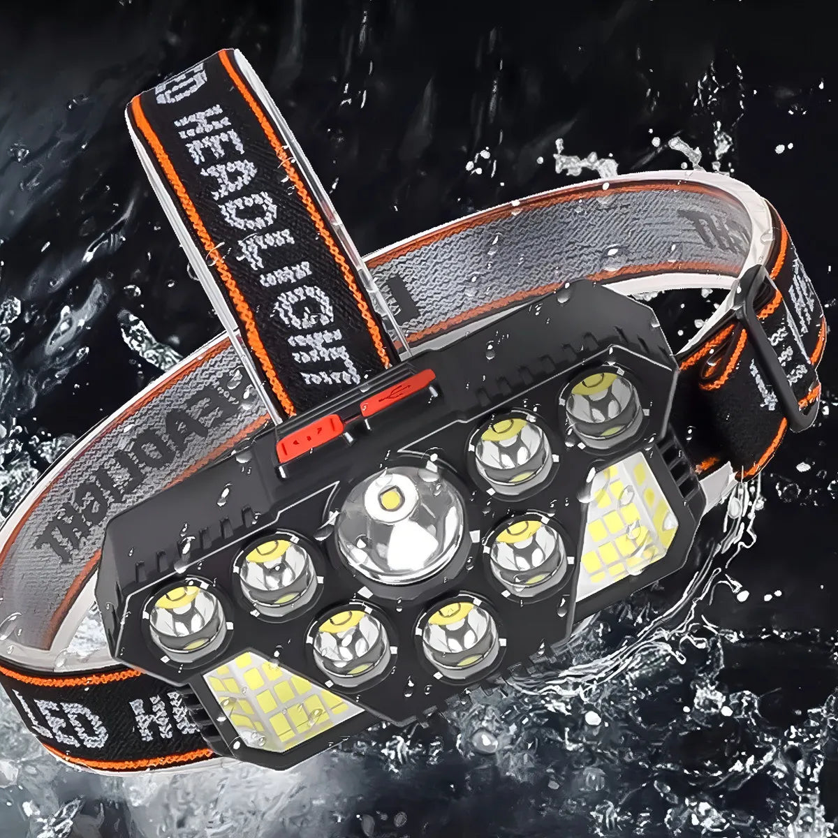 Lanterna Frontal LED Recarregável 28 LEDs 5000 lm USB – Resistente à Água (Modelo CL-T28)