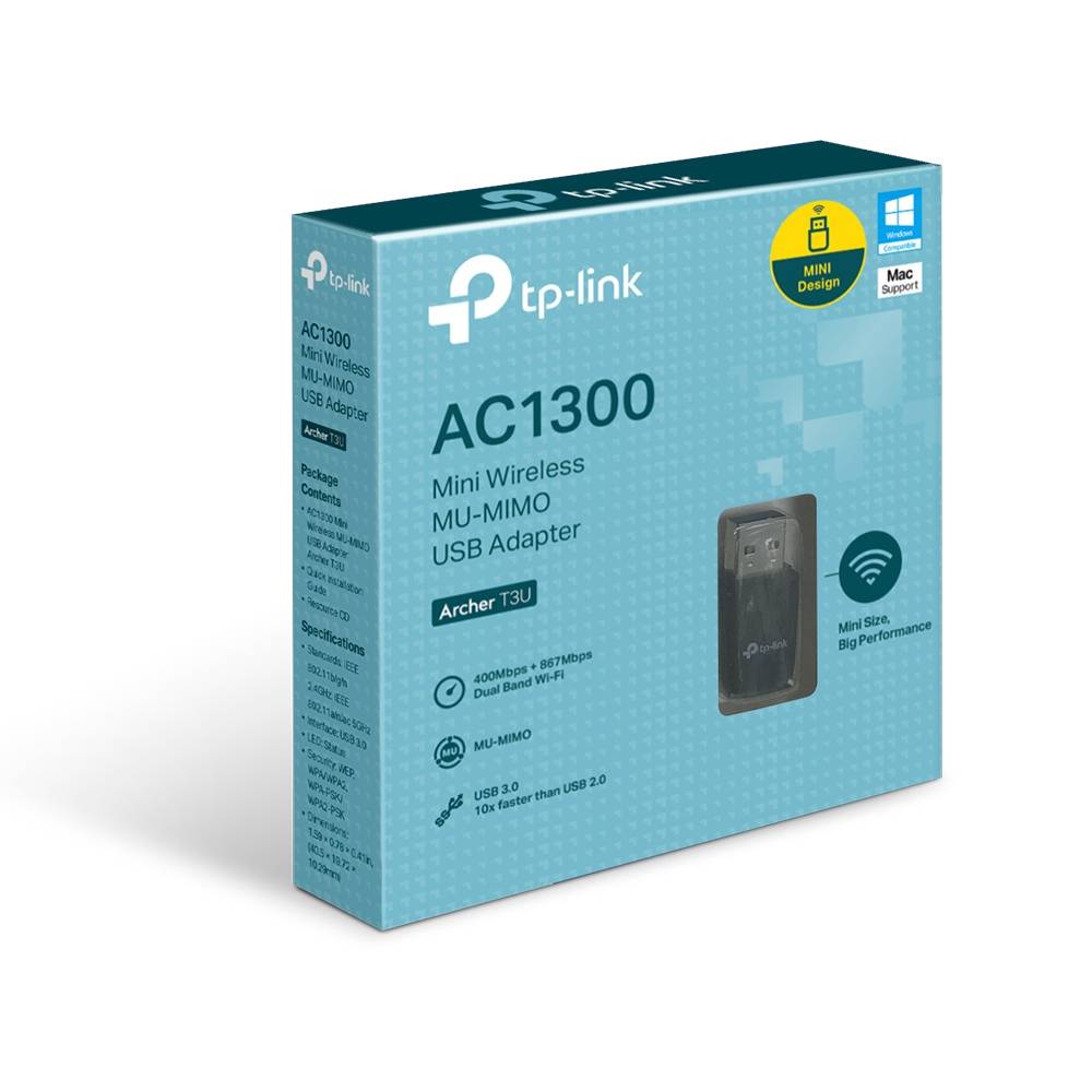 Adaptador Wi-Fi TP-Link Archer T3U AC1300 Mini Wireless MU-MIMO