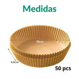 Papel Redondo Absorvente para Airfryer – 50 Unidades