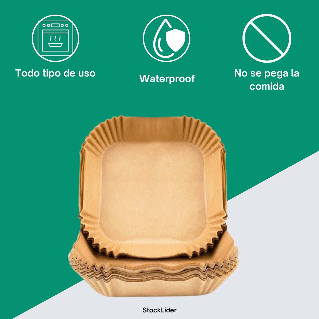 Papel Quadrado Absorvente para Airfryer – 50 Unidades