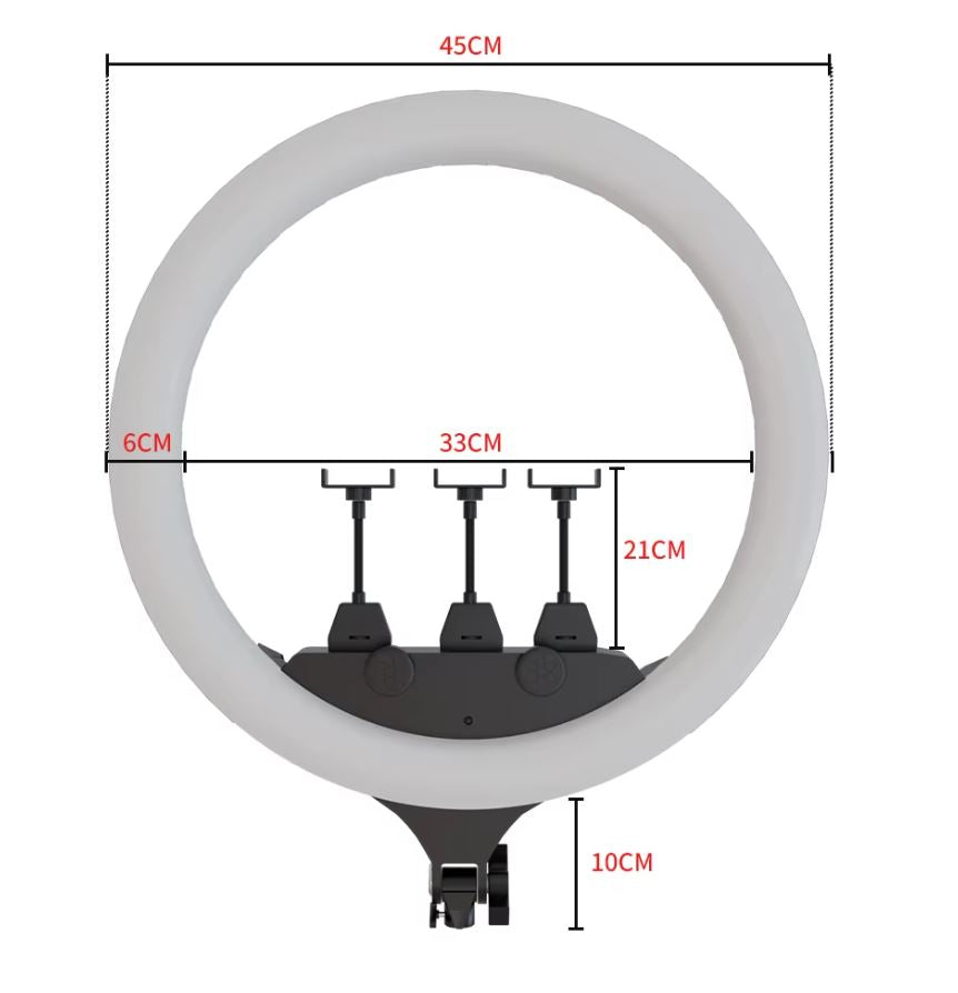 Anel de Luz LED 45 cm com suporte + tripé 2M + controle remoto
