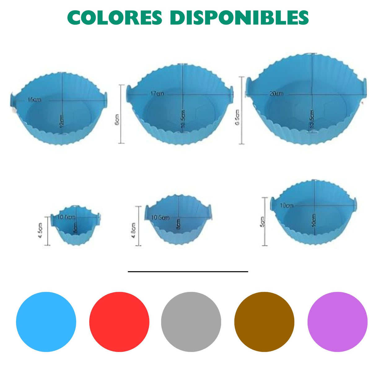 Conjunto bandeja de silicone para airfryer - 6 unidades