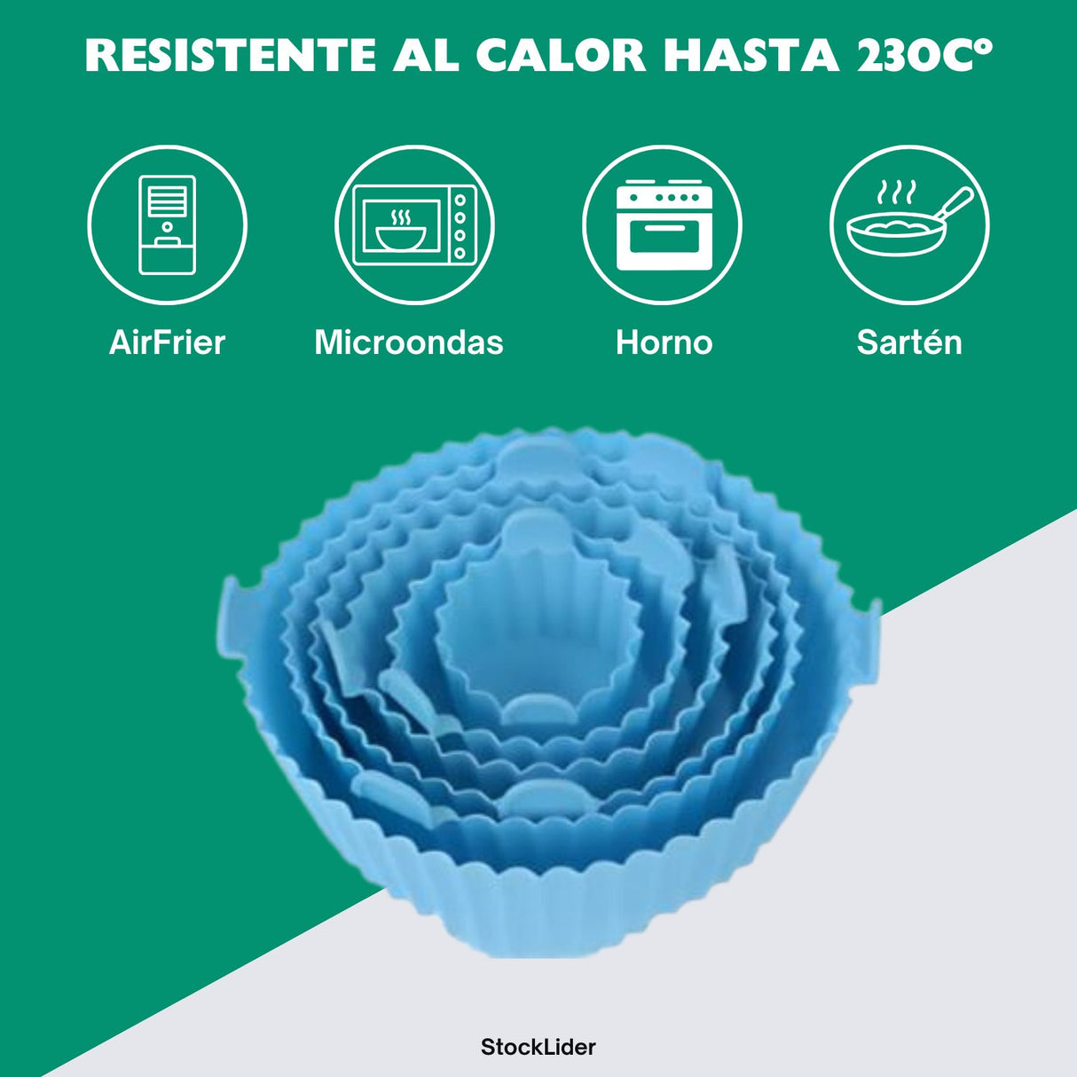 Conjunto bandeja de silicone para airfryer - 6 unidades