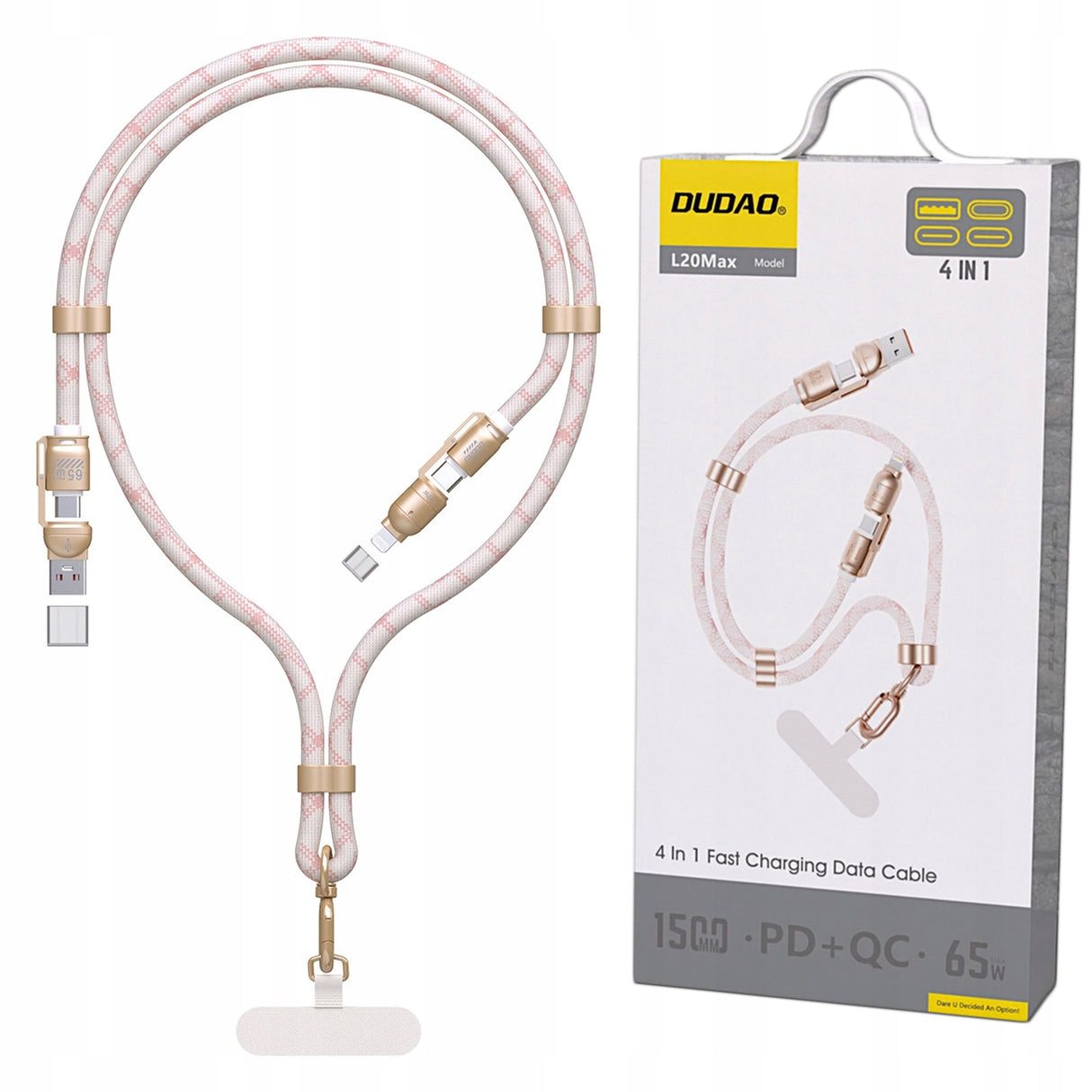 Cabo Dudao L20MAX 4 em 1 – Lanyard & Carregamento Rápido 65W