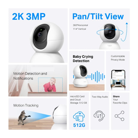 Tapo C210 - Câmara de Vigilância IP Wi-Fi 360° (2-Pack)