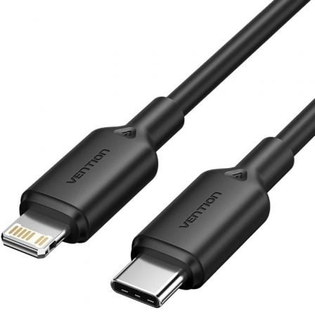 Cabo USB 2.0 Tipo-C para Lightning Vention LAKBF / USB Tipo-C Macho - Lightning Macho / 1m / Preto
