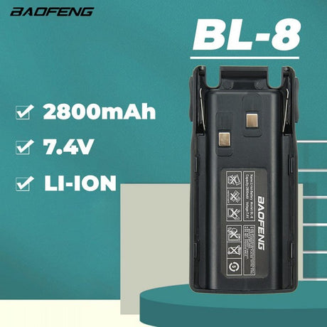 Bateria de Reposição Baofeng BL-8 2800mAh 7.4V para Walkie Talkie Bidirecionais BF-UV82/UV-8D/UV-89/UV-82/UV-82HX/UV-82HP