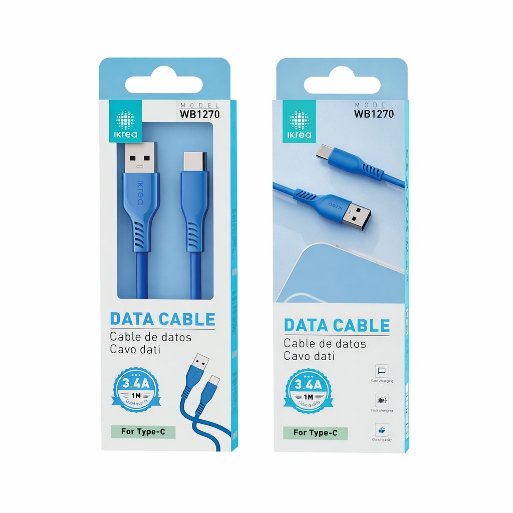 Cabo de Dados IKREA WB1270 USB-A para USB-C | 3.4A | 1 m – Azul