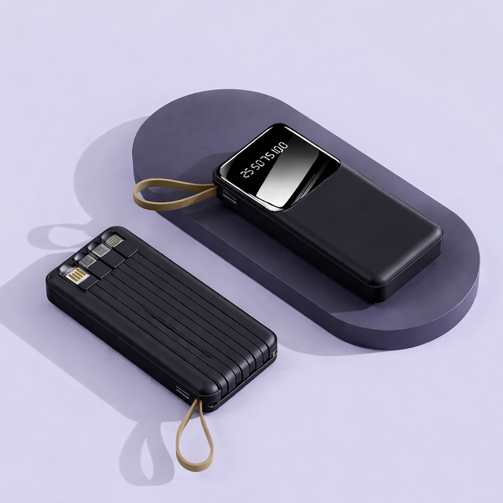 Power Bank 10000mAh com Cabos Integrados - Multi4you®