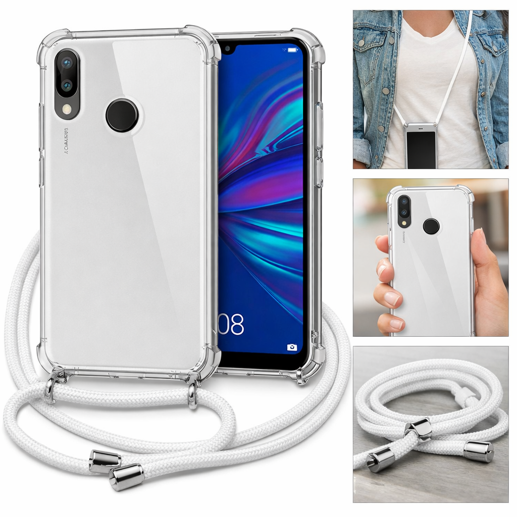 Capa com Cordão Branco para Huawei P Smart 2019