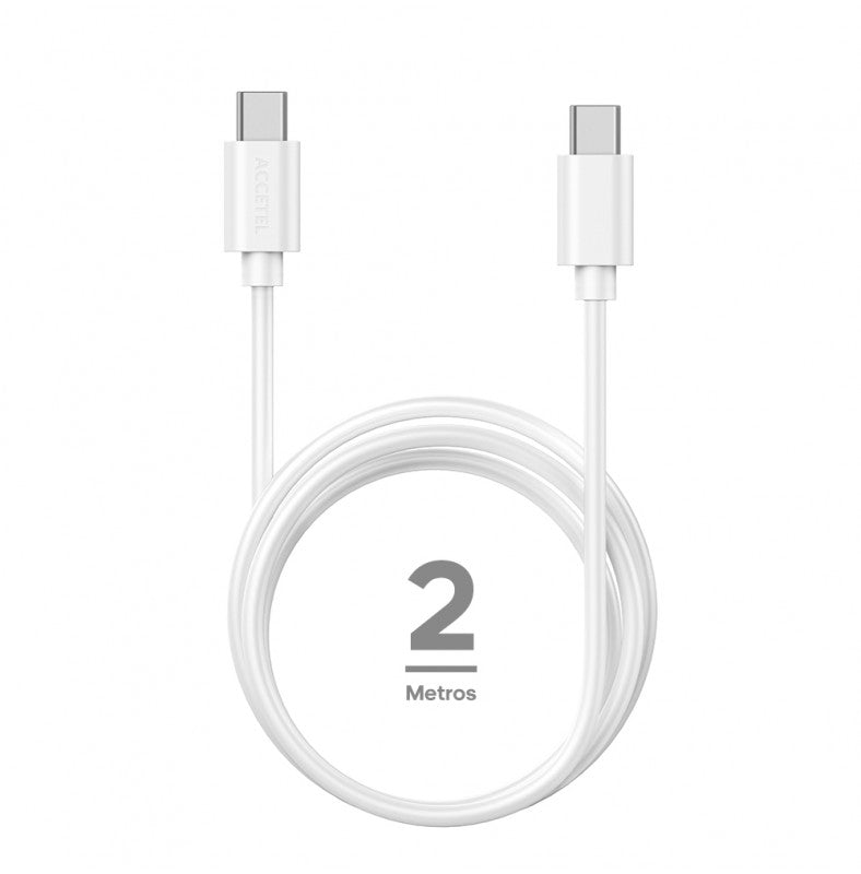 Cabo de Carregamento Rápido CU2207 60W Tipo-C para Tipo-C (2 m) – Branco