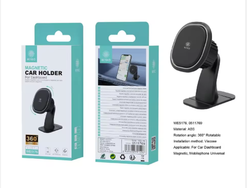 Suporte Magnético Universal para Telemóvel – Tablier Automóvel | Alumínio Preto