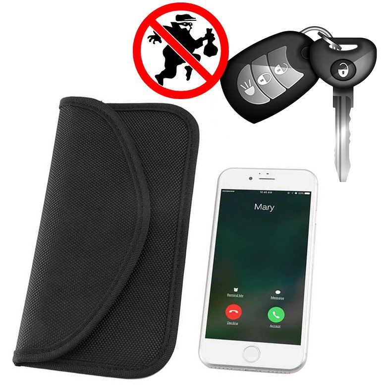 Caixa antifurto para chaves de carro, celular e rádio com bloqueio de interferência, gaiola de Faraday, 20 cm x 11 cm, preta